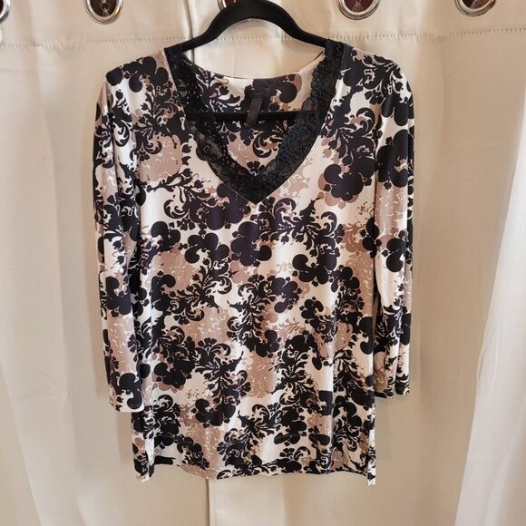 SOma Womens Tunic Top Small Floral Lace Whimsigoth Retro Comfy Soft Boho 17307 - Picture 1 of 7